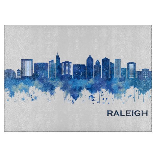 Raleigh North Carolina Skyline Blue Schneidebrett (Vorderseite)