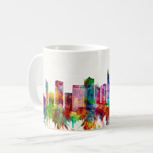 Raleigh North Carolina Skyline Kaffeetasse (Vorderseite Links)