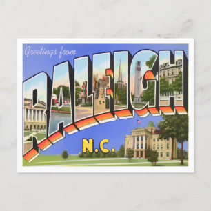 Raleigh, North Carolina Vintag Big Letters Postkarte