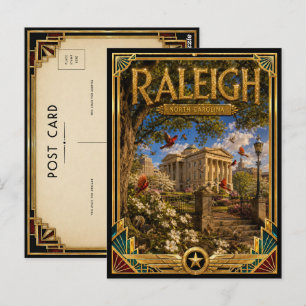 Raleigh North Carolina Vintage Art Deco Golden Age Postkarte