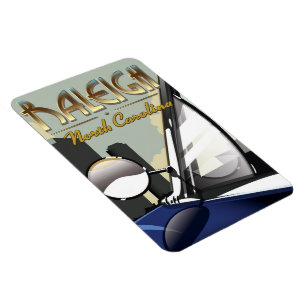 Raleigh North Carolina Vintage-Automobilposter Magnet
