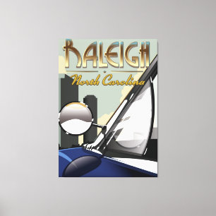 Raleigh North Carolina Vintages Automobilplakat Leinwanddruck