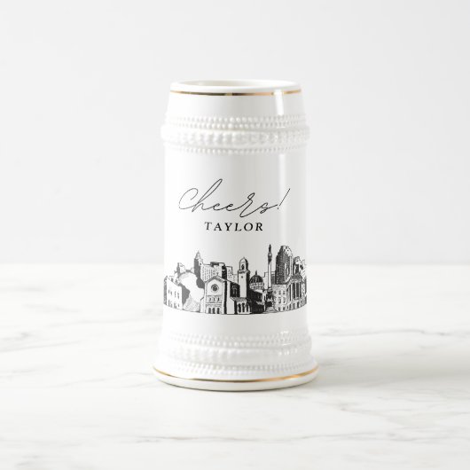 Raleigh Personalisiert Skyline Beer Stein Bierglas (Mittel)