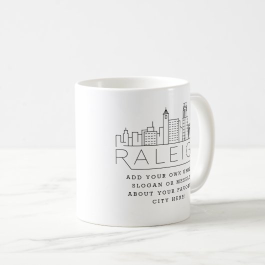 Raleigh Stylized Skyline | Benutzerdefinierter Slo Kaffeetasse (VorderseiteRechts)