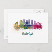 Raleigh V2 Skyline in Aquarell Postkarte (Vorne/Hinten)