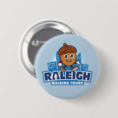 Raleigh Walking Tours Niedlich Acorn Button (Vorne & Hinten)