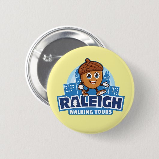 Raleigh Walking Tours Niedlich Acorn Button (Vorne & Hinten)