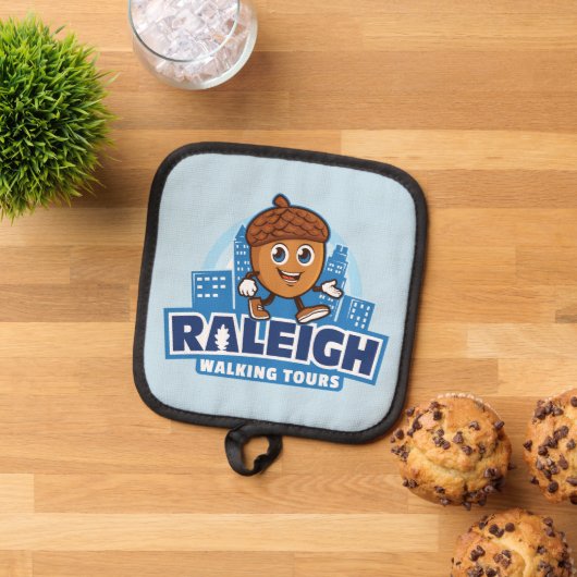 Raleigh Walking Tours Niedliches Acorn Logo Topflappen (Oben Unten)