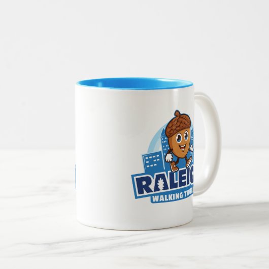 Raleigh Walking Tours Niedliches Acorn Logo Zweifarbige Tasse (VorderseiteRechts)