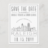 Raleigh Wedding | Stilisierte Skyline Save the Dat Postkarte (Vorderseite)