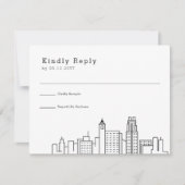 Raleigh Wedding | Stilisierte Skyline-UAWG RSVP Karte (Vorderseite)