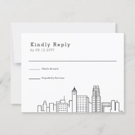 Raleigh Wedding | Stilisierte Skyline-UAWG RSVP Karte