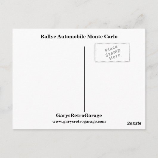Rallye Automobil Monte Carlo Postkarte (Rückseite)