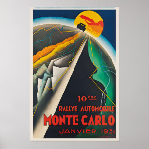 Rallye Automobile Monte Carlo Vintage Poster Druck