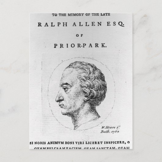 Ralph Allen, 1764 Postkarte (Vorderseite)