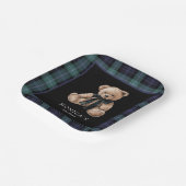 Ralph Teddy Bear Navy Green Plaid Baby Shower Pappteller (Gewinkelt)