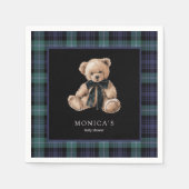 Ralph Teddy Bear Navy Green Plaid Baby Shower Serviette (Vorderseite)