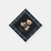 Ralph Teddy Bear Navy Green Plaid Baby Shower Serviette (Ecke)