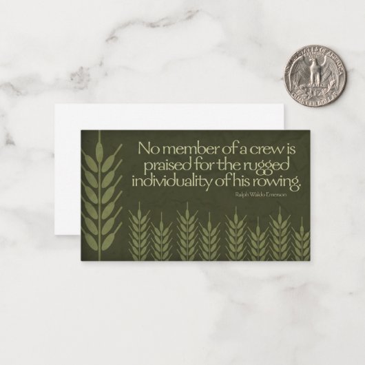 Ralph Waldo Emerson Inspiration Zitat "Crew Mitteilungskarte (Vorderseite/Rückseite Beispiel)