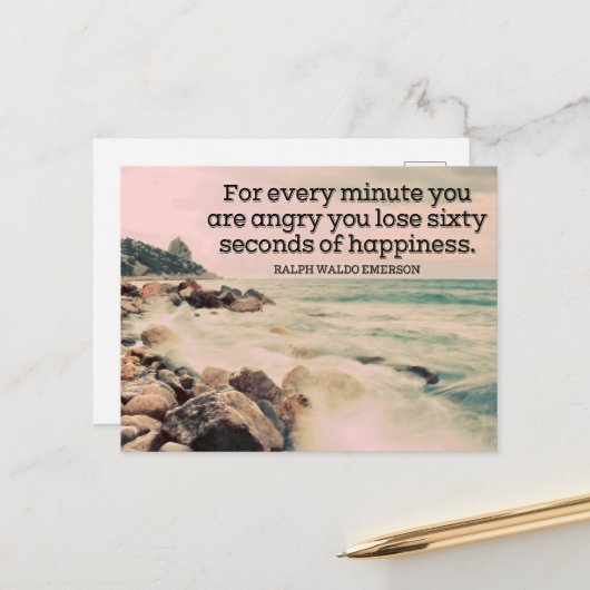 Ralph Waldo Emerson Inspiration Zitat Glück Postkarte (Vorderseite/Rückseite Beispiel)