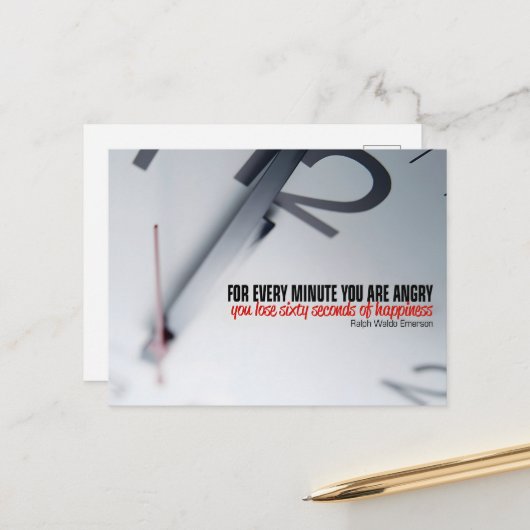 Ralph Waldo Emerson Inspiration Zitat Glück Postkarte (Vorderseite/Rückseite Beispiel)