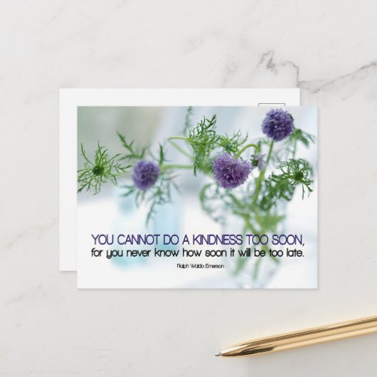 Ralph Waldo Emerson Inspiration Zitat "Kindness" Postkarte (Vorderseite/Rückseite Beispiel)