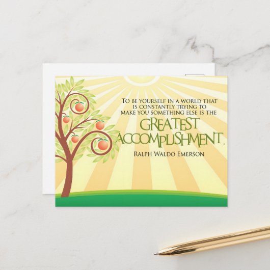 Ralph Waldo Emerson Inspiration Zitat "Sie selbst" Postkarte (Vorderseite/Rückseite Beispiel)