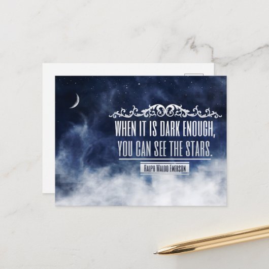 Ralph Waldo Emerson Inspiration Zitat "Stars" Postkarte (Vorderseite/Rückseite Beispiel)