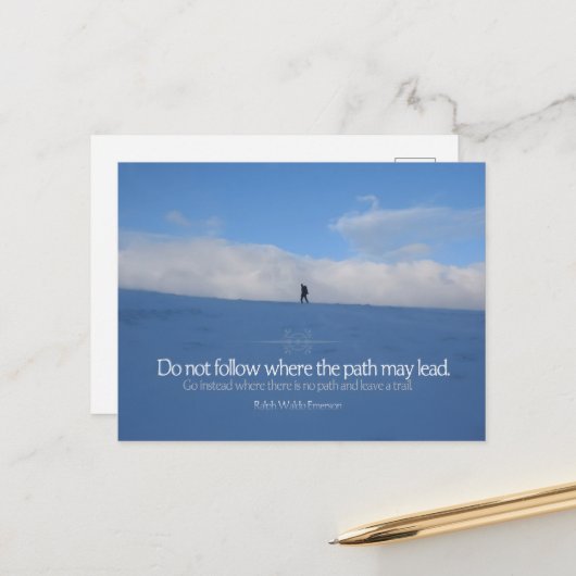 Ralph Waldo Emerson Inspiration Zitat "Trail" Postkarte (Vorderseite/Rückseite Beispiel)