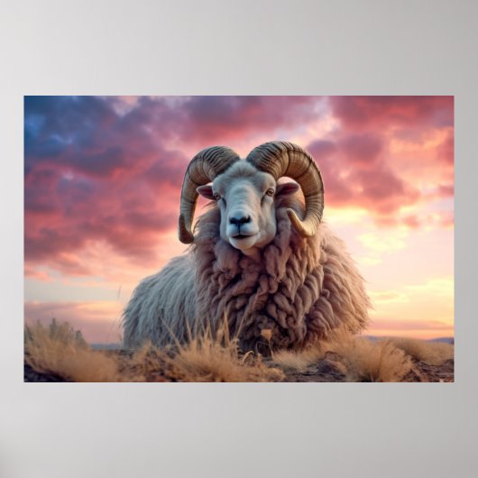Ram Animal Nature Majestic Wilderness Poster (Vorne)