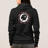 RAM-Bahn-Jacke der Damen schwarze, amerikanisches Hoodie (Rückseite)