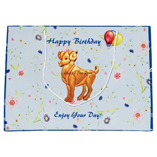 Ram Birthday Große Geschenktüte (Vorderseite)