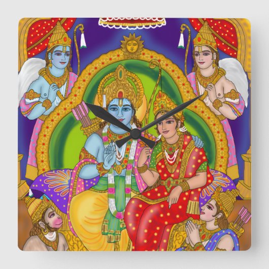 Ram Darbar Clock Quadratische Wanduhr (Vorderseite)