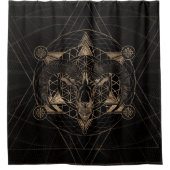 RAM in der heiligen Geometrie - Schwarzes und Gold Duschvorhang (Vorderseite)