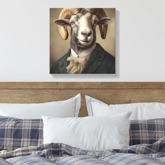 Ram in einem Anzug | Tierart | Tier in einem Anzug Leinwanddruck (Insitu (Schlafzimmer))