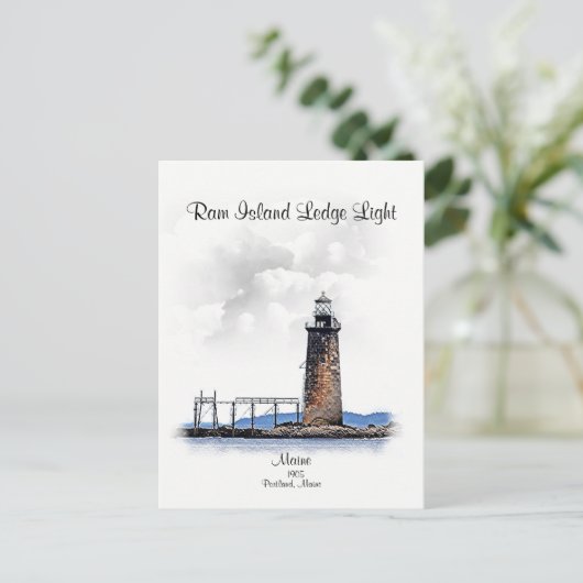Ram Island Ledge Light-Michigan Postkarte (Stehend Vorderseite)
