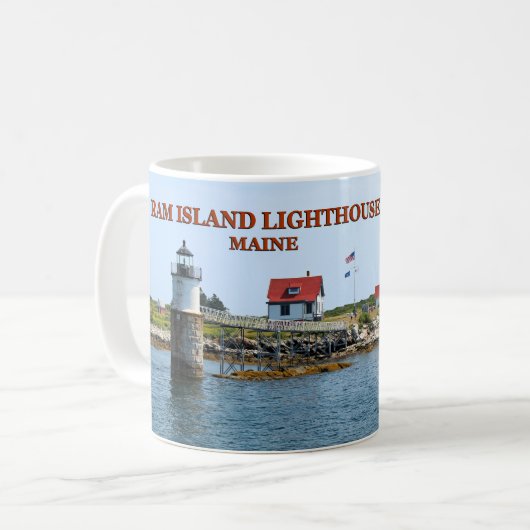 Ram Island Lighthouse, Boothbay Hafen Maine Tasse (Vorderseite Links)