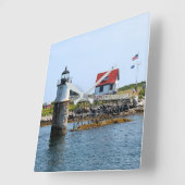 Ram Island Lighthouse, Maine Square Wall Clock Quadratische Wanduhr (Winkel)