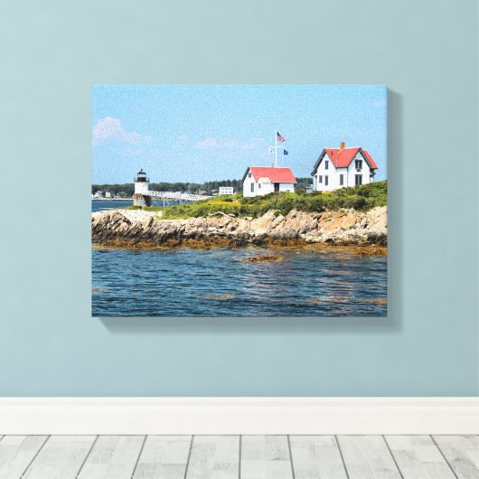 Ram Island Lighthouse, Maine Wrapped Canvas Print Leinwanddruck (Insitu (Holzboden))