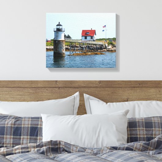 Ram Island Lighthouse, Maine Wrapped Canvas Print Leinwanddruck (Insitu (Schlafzimmer))