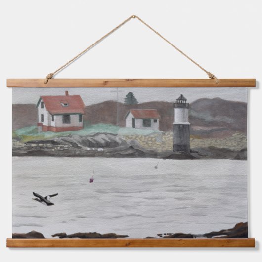 Ram Island Maine Wandteppich Mit Holzrahmen (Vorne)