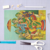 Ram Panchayatan Embellished von Raja Ravi Varma Seidenpapier (Handwerk)