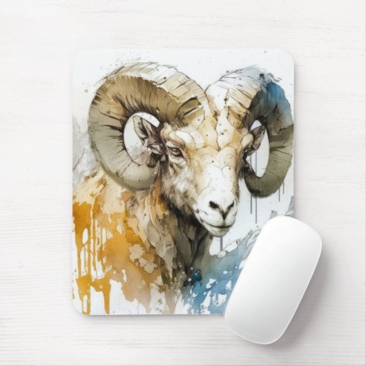 Ram Portrait Tiermalerei Kunst, Dichtung und Musik Mousepad (Mit Mouse)