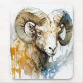 Ram Portrait Tiermalerei Kunst, Dichtung und Musik Mousepad (Vorne)