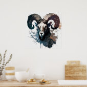 Ram Portrait Tiermalerei Kunst, Dichtung und Musik Poster (Küche)