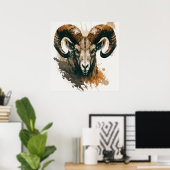 Ram Portrait Tiermalerei Kunst, Dichtung und Musik Poster (Heimbüro)
