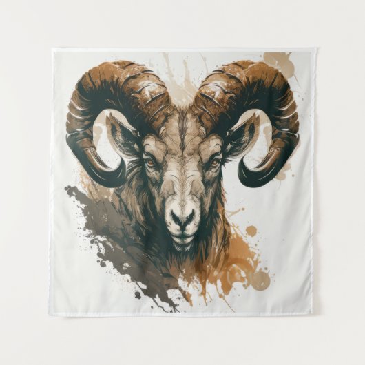 Ram Portrait Tiermalerei Kunst, Dichtung und Musik Wandteppich (Vorderseite)