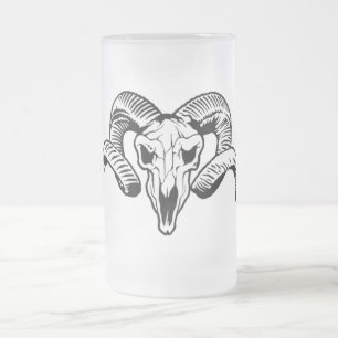 RAM-SCHÄDEL MATTGLAS BIERGLAS