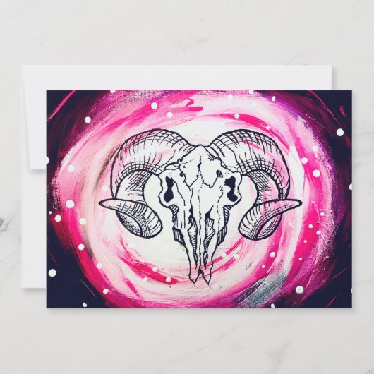 Ram Skull Art Feiertagskarte (Vorderseite)
