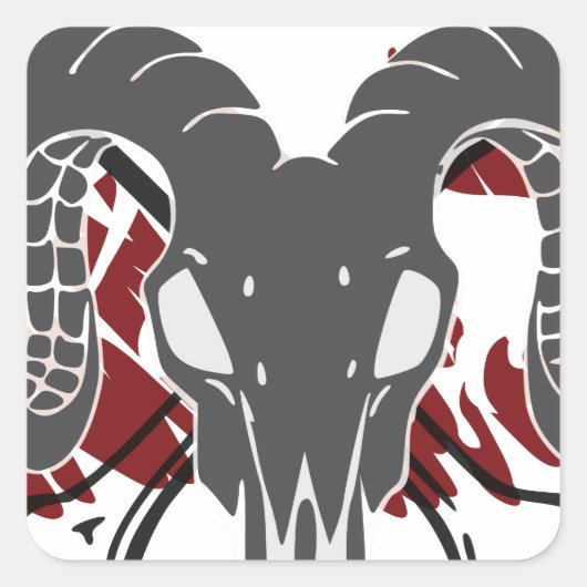 Ram skull art v1 quadratischer aufkleber (Vorderseite)